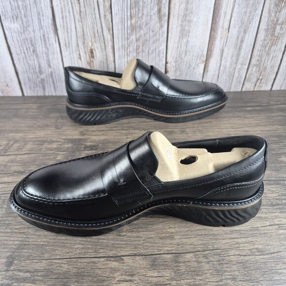 ECCO St.1 Hybrid Black Leather Penny Loafers Men\'s Sz 11-11.5 EU45 New w/Box